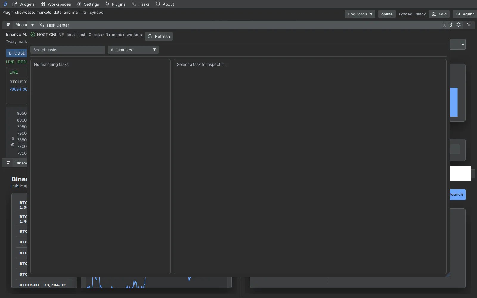 Click native Tasks window and agent workflow